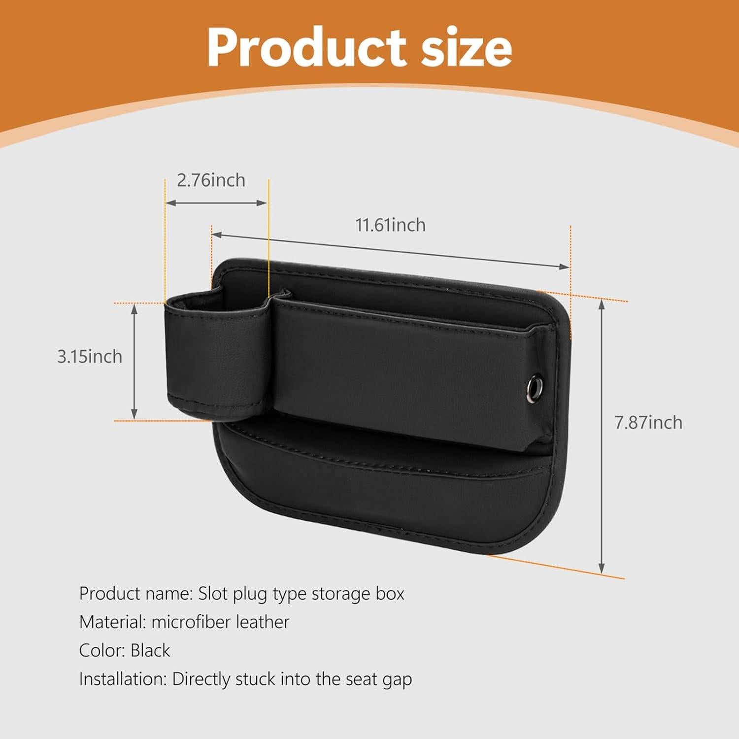 Organizador de Coche Yumfugu Cuero Negro Universal con Portavasos