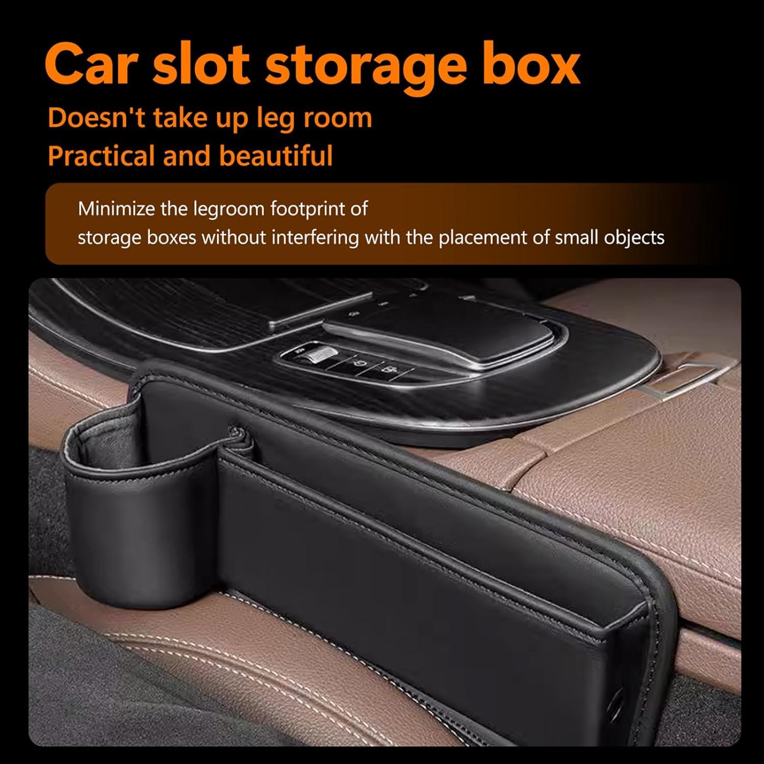 Organizador de Coche Yumfugu Cuero Negro Universal con Portavasos