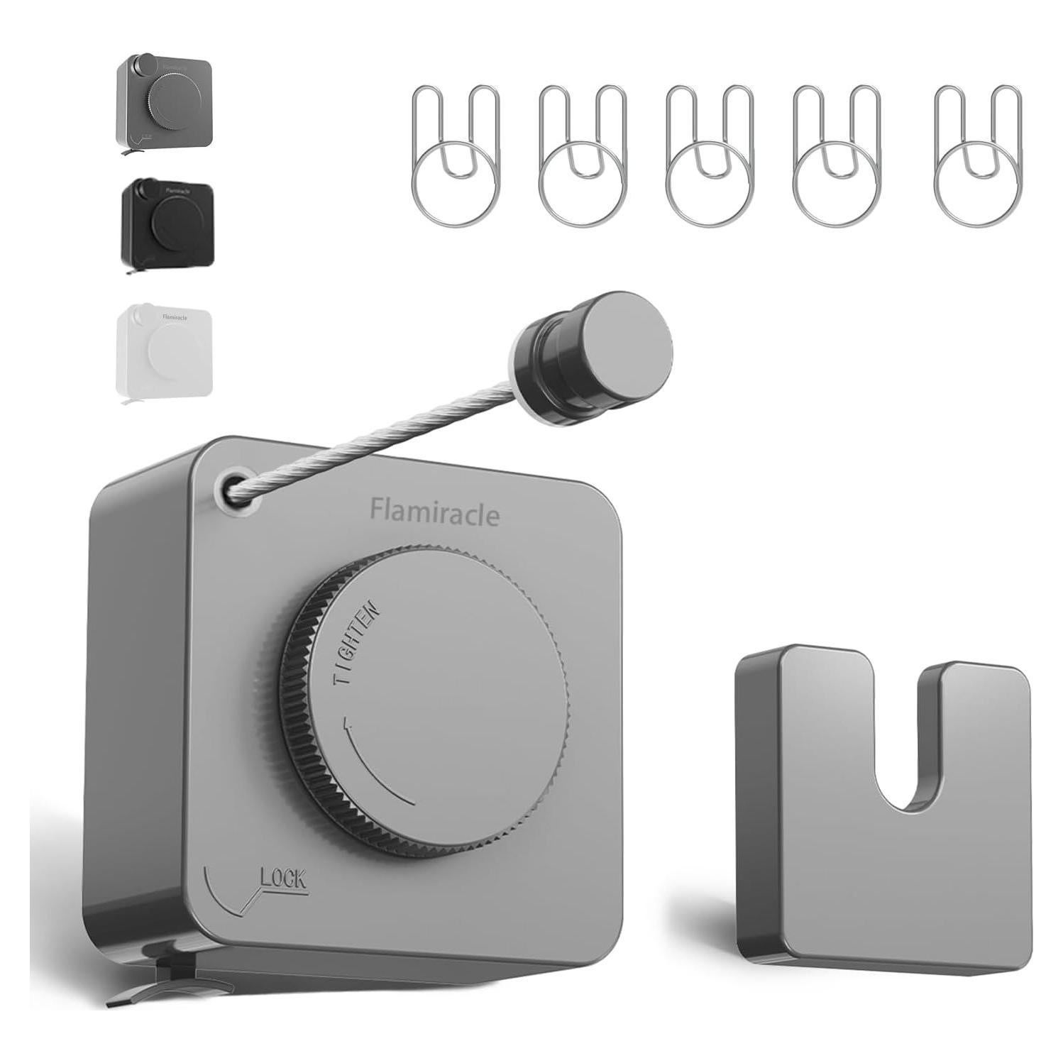 Cuerda de Ropa Retráctil Flamiracle 4.8m Gris Alta Resistencia