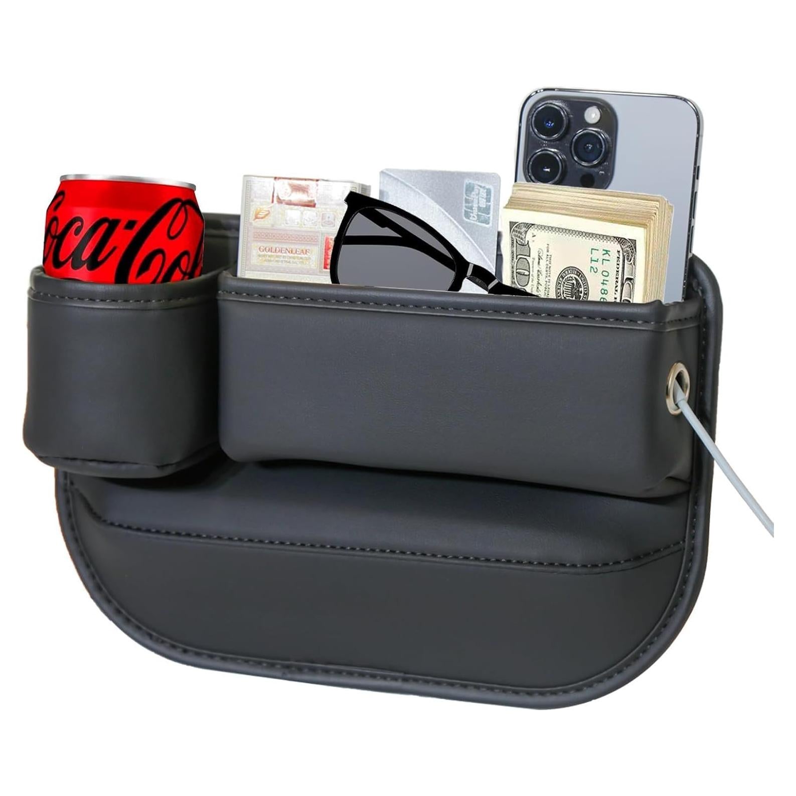 Organizador de Espacio entre Asientos NETSEY con Portavasos Negro