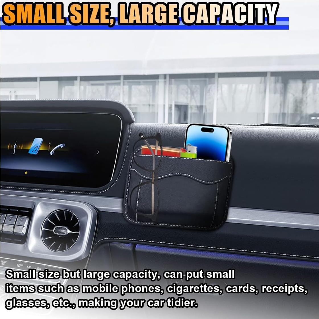 Organizador de Asiento de Coche SMILFUY en Cuero Negro