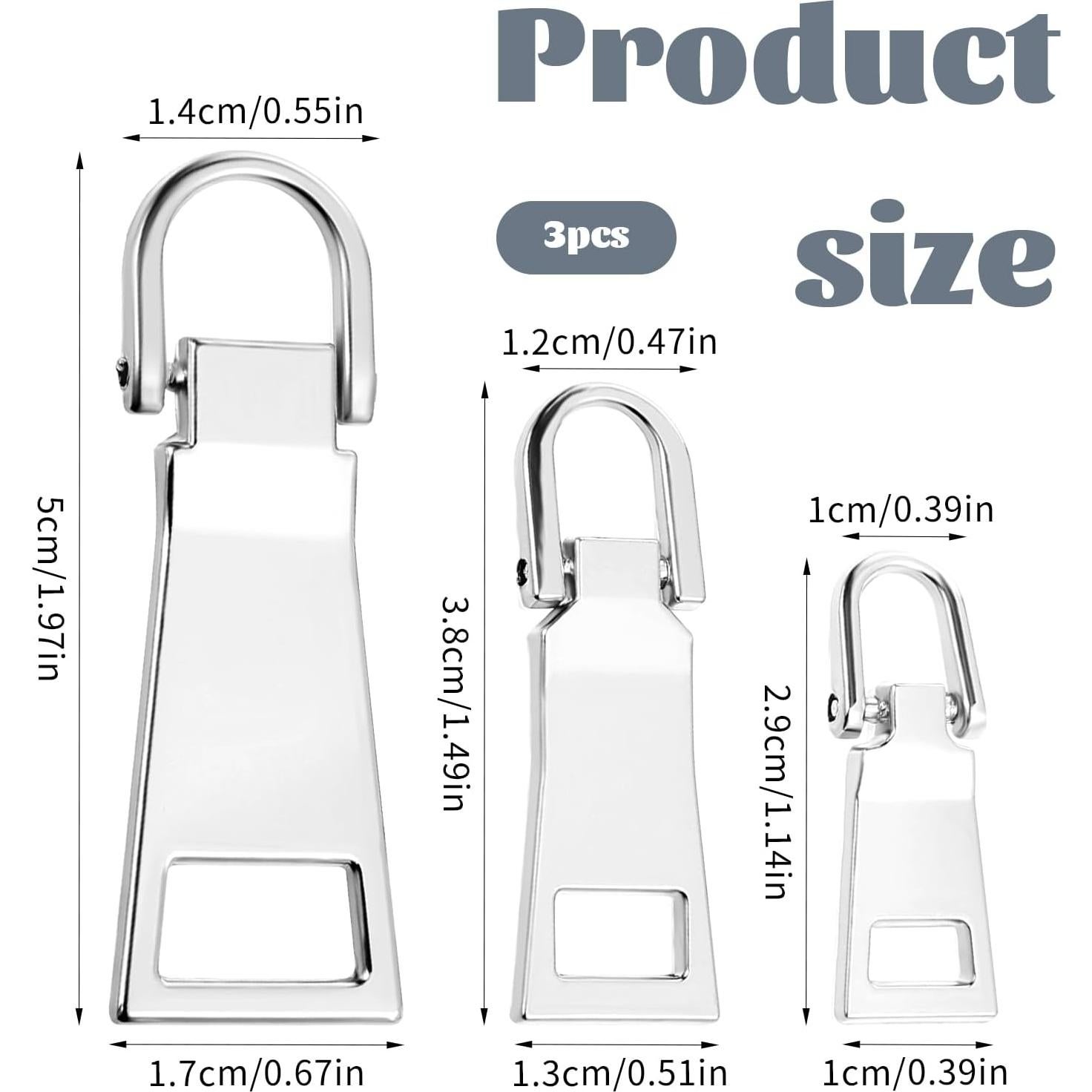 Kit de 3 Tiradores de Cremallera Metal Qulkws - Reparación Versátil