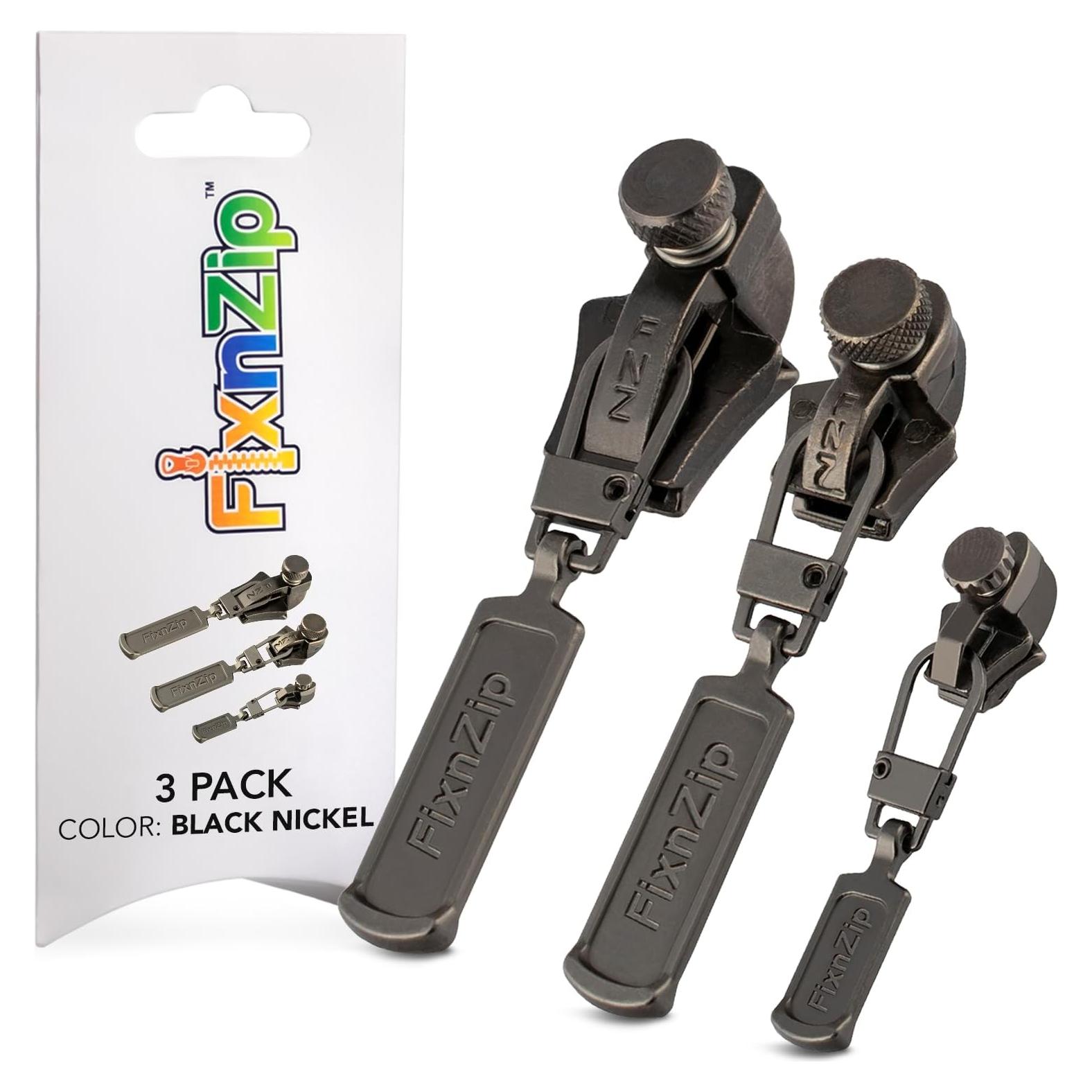 Kit de Reparación de Cremalleras FixnZip Niquel Negro 3 Pzs S,M,L