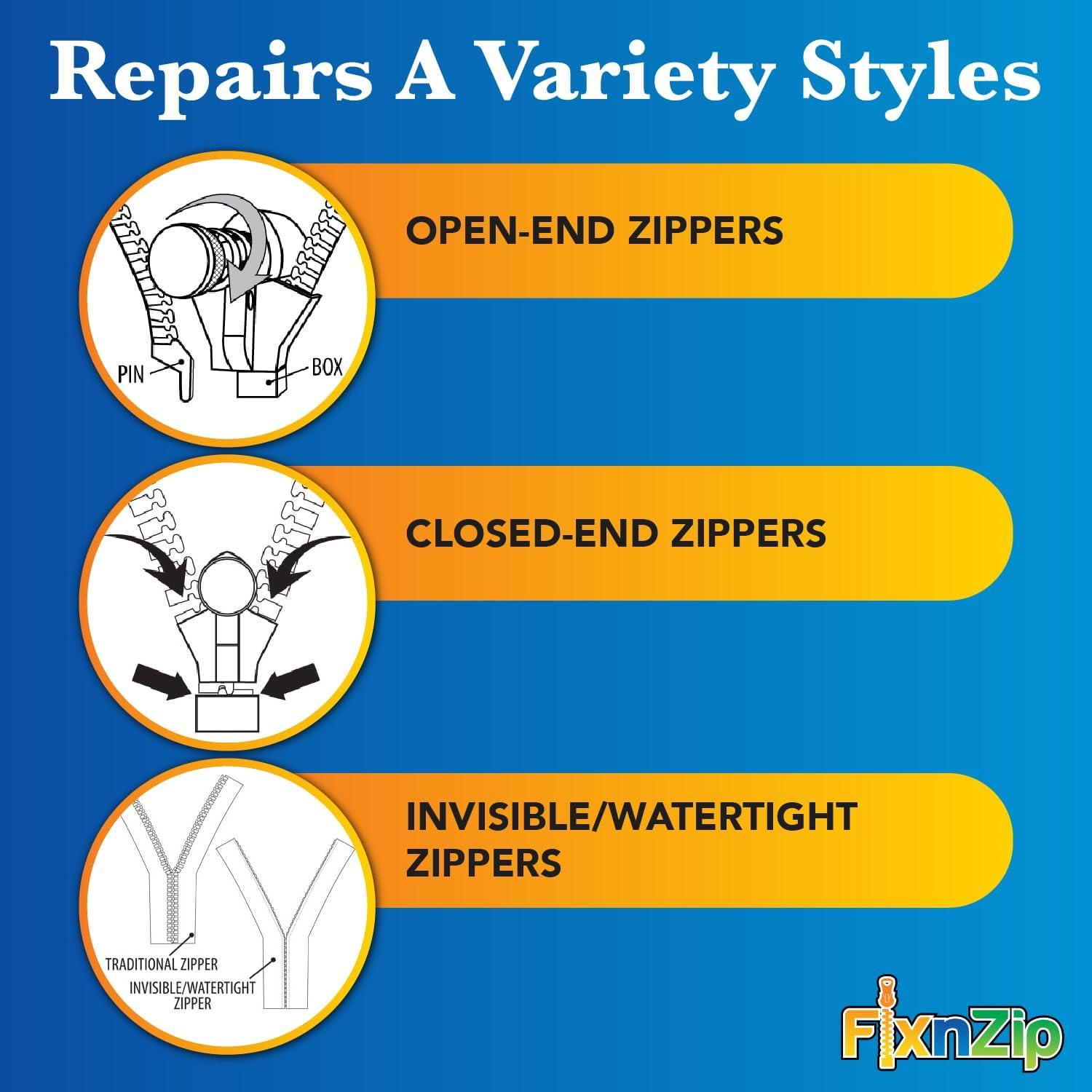 Kit de Reparación de Cremalleras FixnZip Niquel Negro 3 Pzs S,M,L