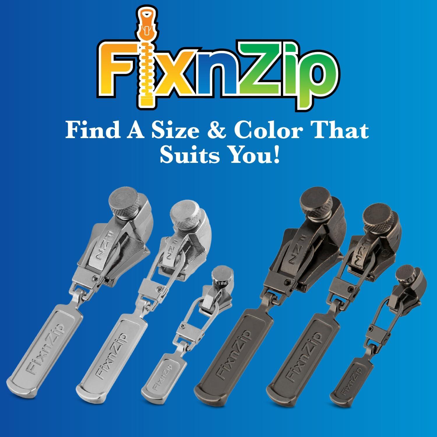 Kit de Reparación de Cremalleras FixnZip Niquel Negro 3 Pzs S,M,L