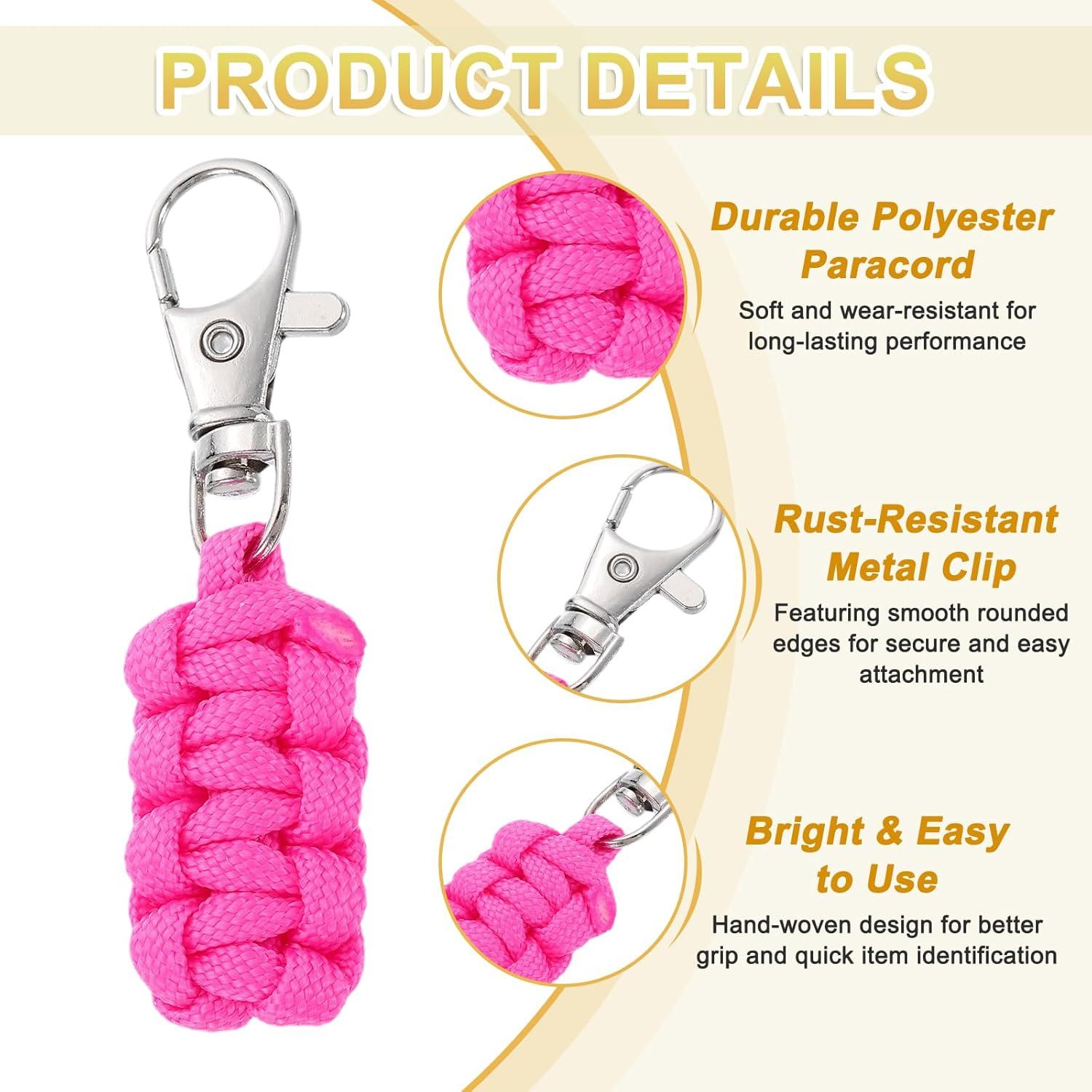 Tiradores de Cremallera Paracord YELARXI 80mm Rosa 6 Piezas
