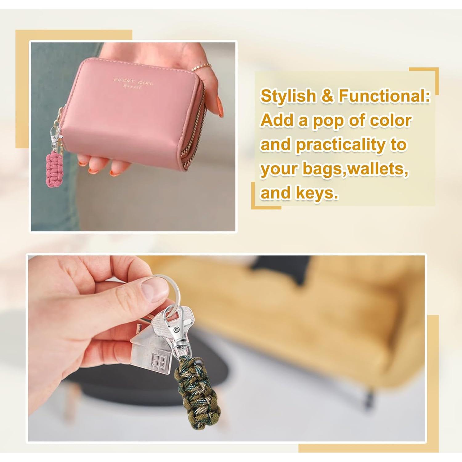 Tiradores de Cremallera Paracord YELARXI 80mm Rosa 6 Piezas