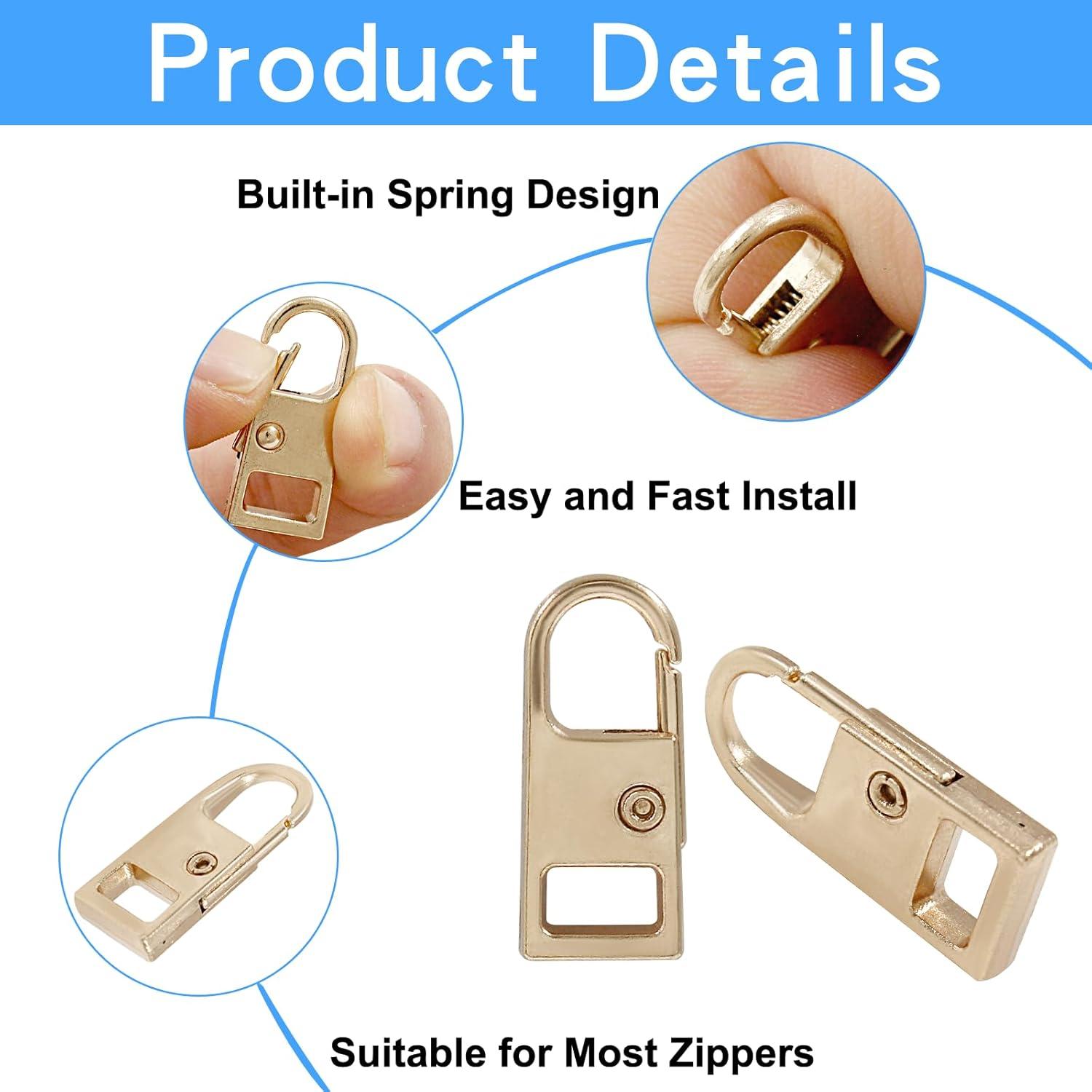 Tiradores de Cremallera Biaungdo 6 Pcs Metal Dorado 27-37mm