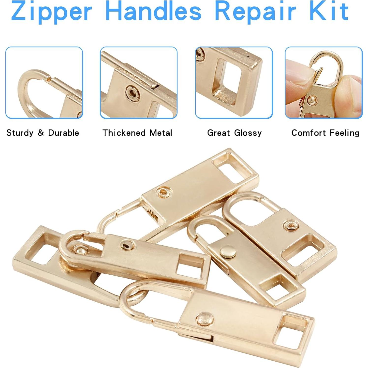 Tiradores de Cremallera Biaungdo 6 Pcs Metal Dorado 27-37mm