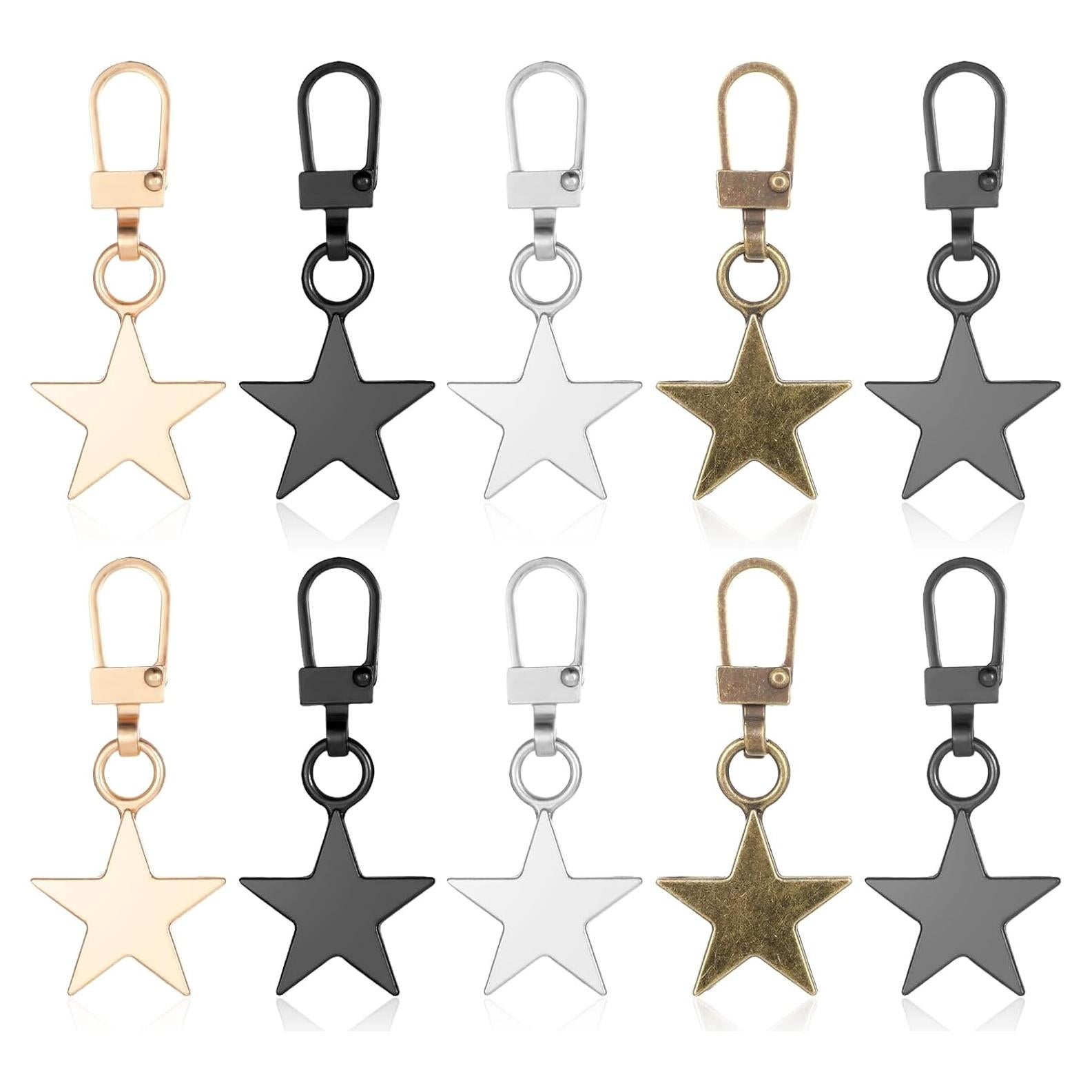 Oruola 10 Tiradores Decorativos de Cremallera Estrella Metal