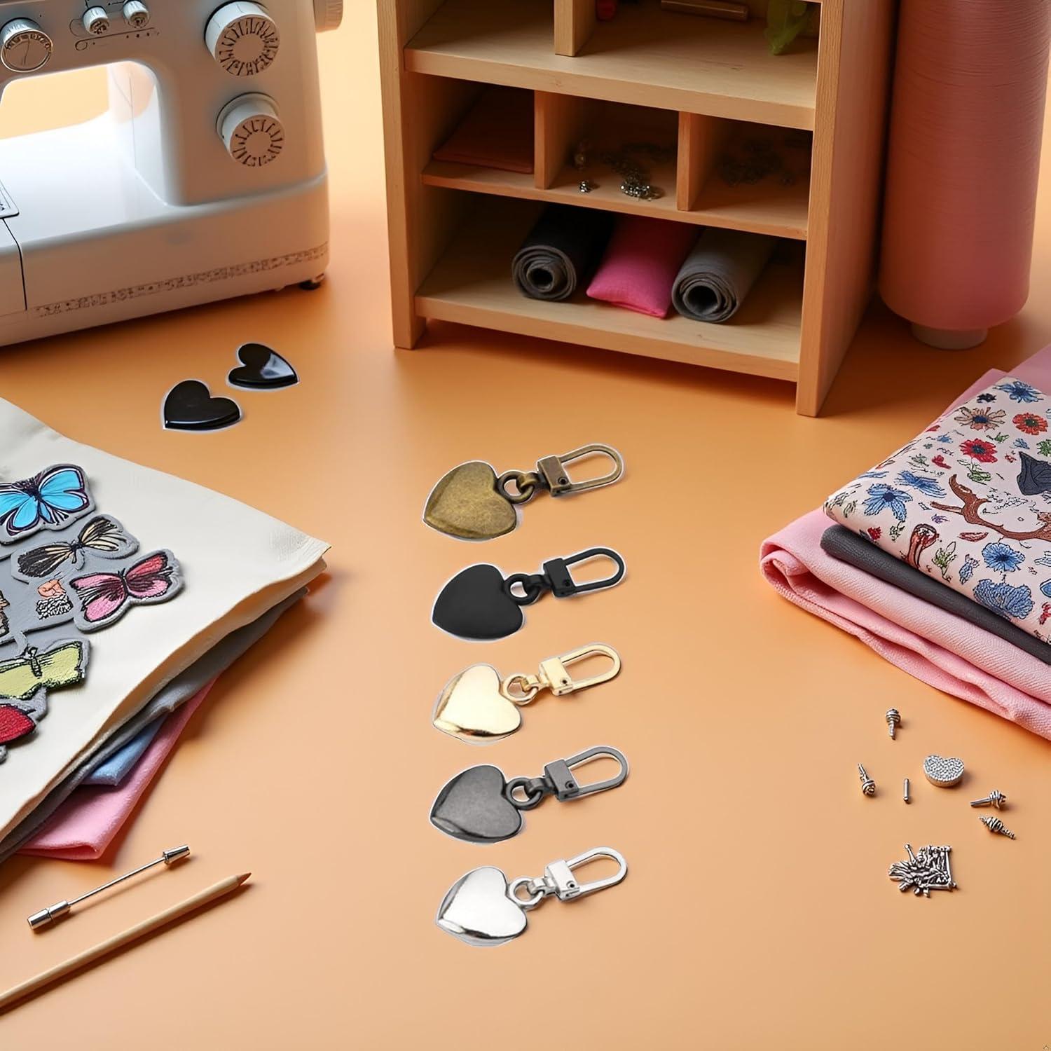 Set de 5 Tiradores de Cremallera Corazón Metal Journey Studio