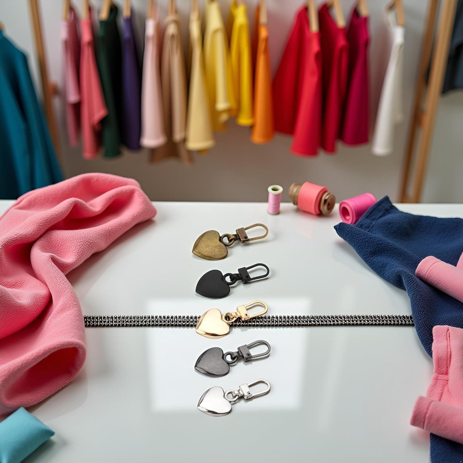 Set de 5 Tiradores de Cremallera Corazón Metal Journey Studio