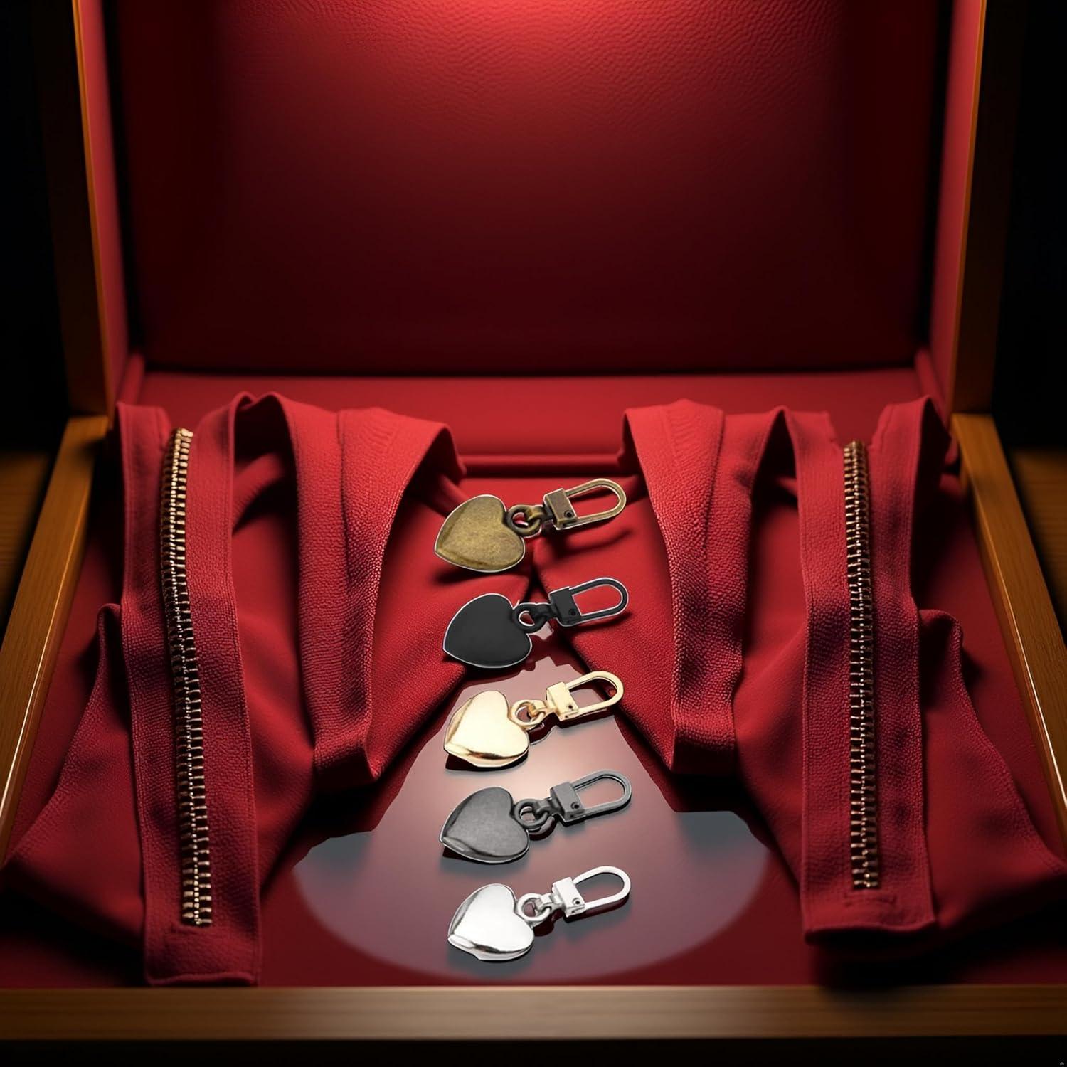 Set de 5 Tiradores de Cremallera Corazón Metal Journey Studio