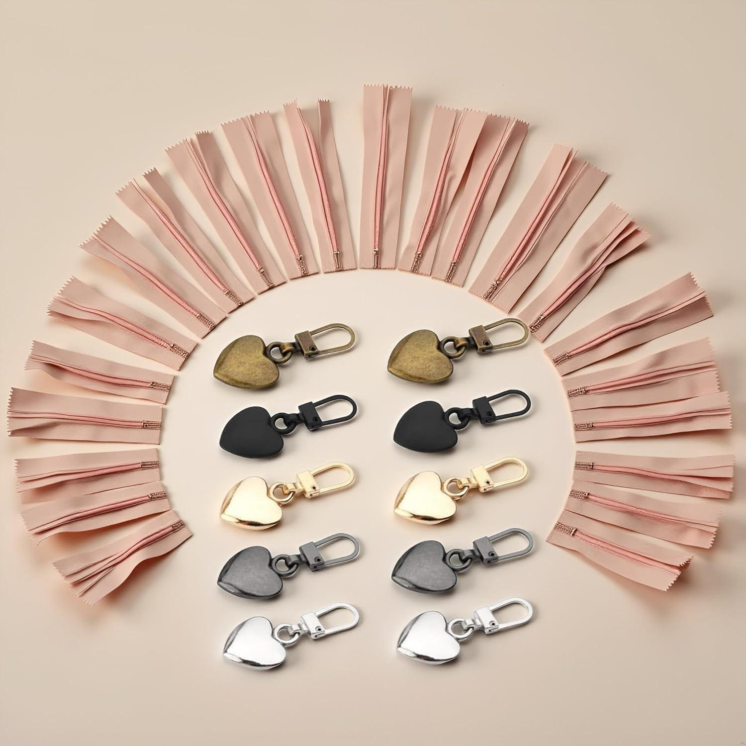 10 Tiradores de Cremallera Corazón Multicolor Xinjincang