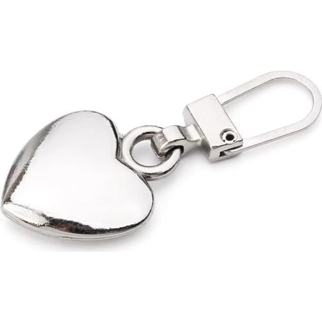 Tiradores de Cremallera Corazón Plateado Zenarao - 5 Piezas