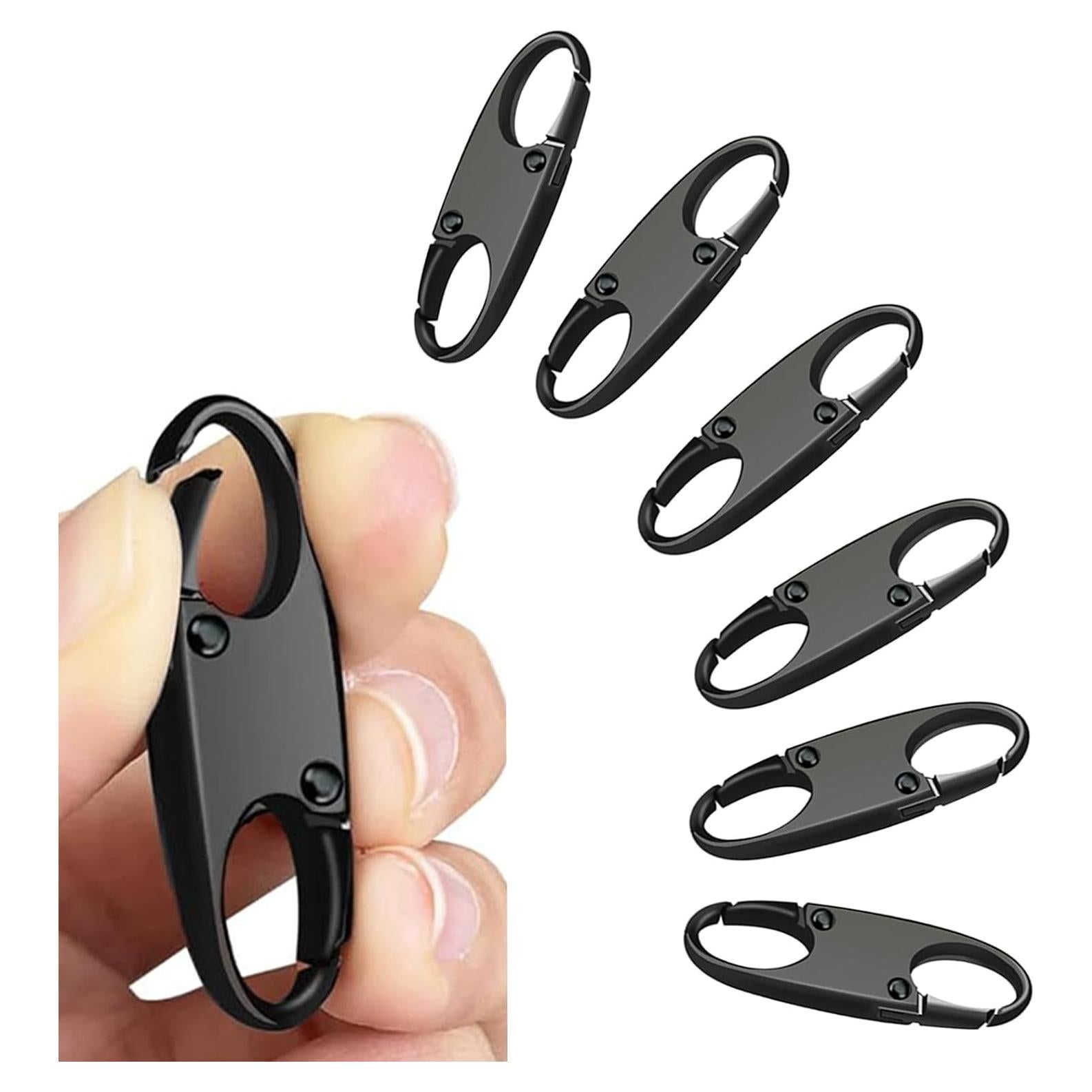 Tirador de Cremallera de Metal WOLAIYE - 6 Paquete Negro