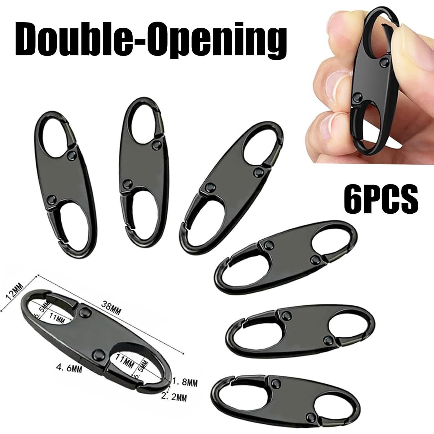 Tirador de Cremallera de Metal WOLAIYE - 6 Paquete Negro