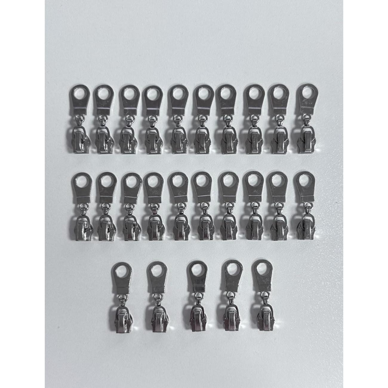 Set de 25 Tiradores de Metal Plateado Bepisof para Cremalleras #5