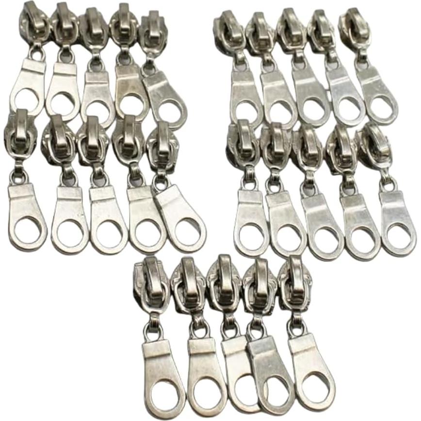 Set de 25 Tiradores de Metal Plateado Bepisof para Cremalleras #5