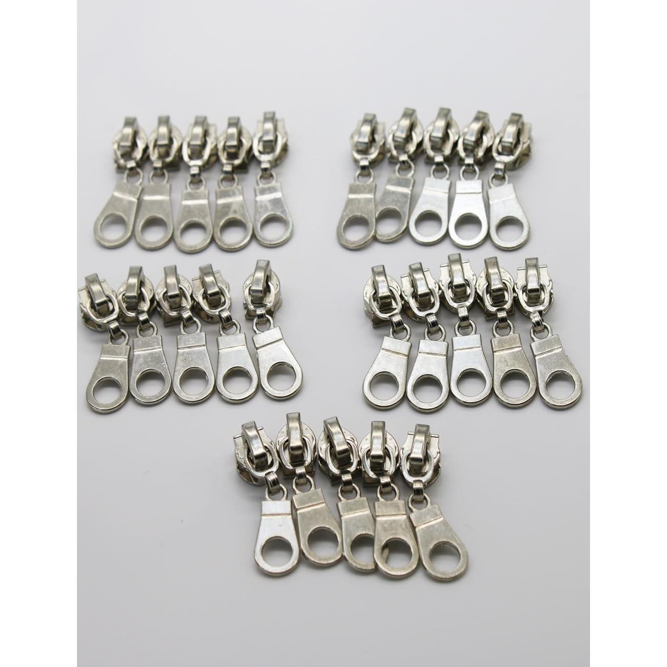 Set de 25 Tiradores de Metal Plateado Bepisof para Cremalleras #5