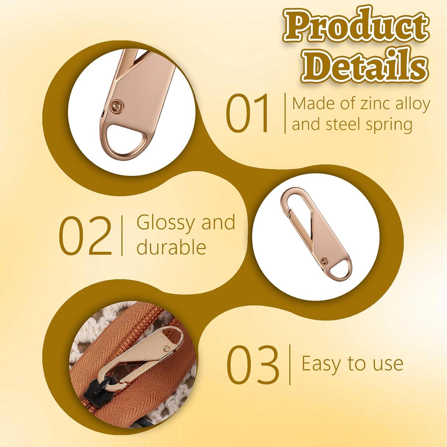 Juego de 12 tiradores de cremallera FdcZeyxior dorado, plateado y negro