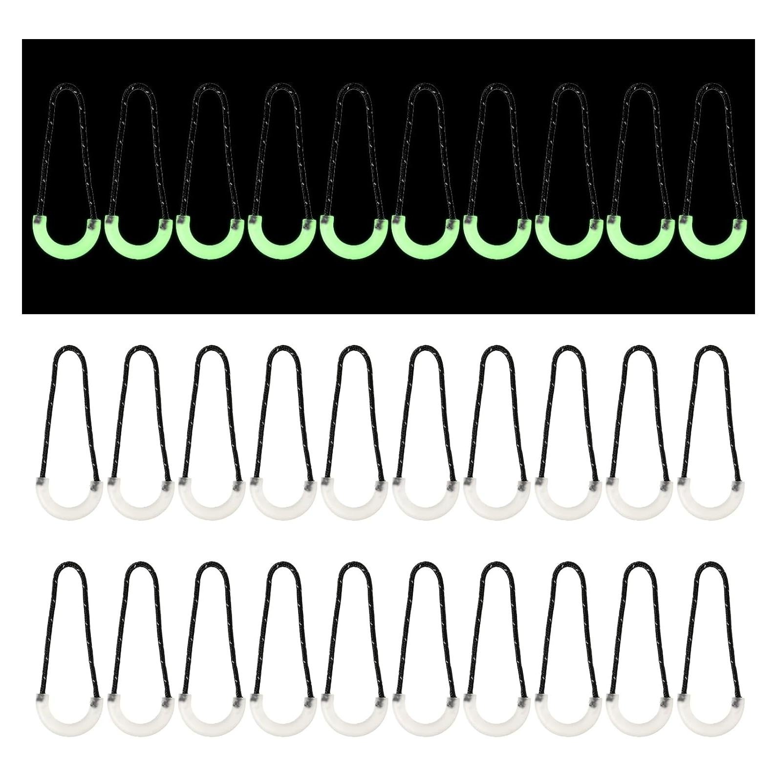 20 Tiradores de Cremallera Autoluminiscentes Larrel 3x7cm