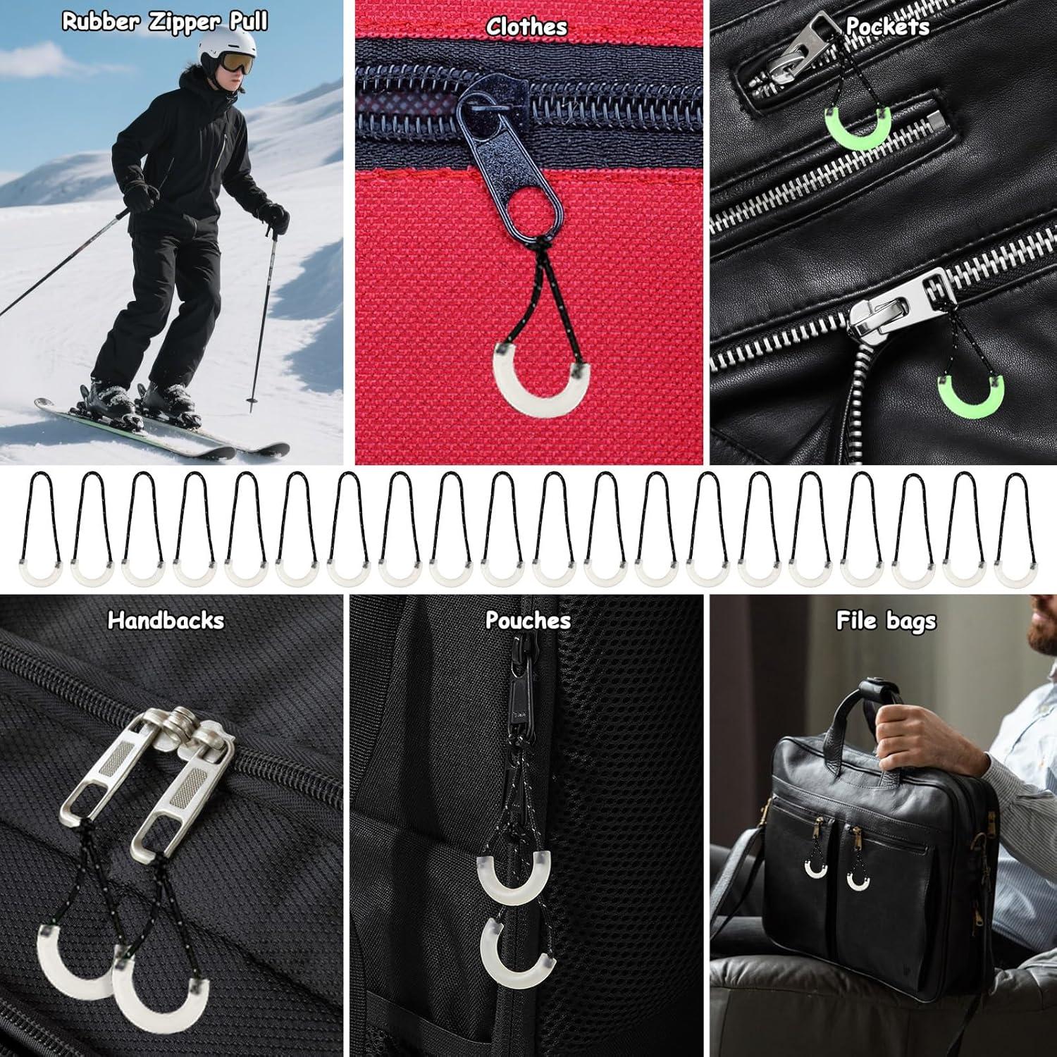 20 Tiradores de Cremallera Autoluminiscentes Larrel 3x7cm