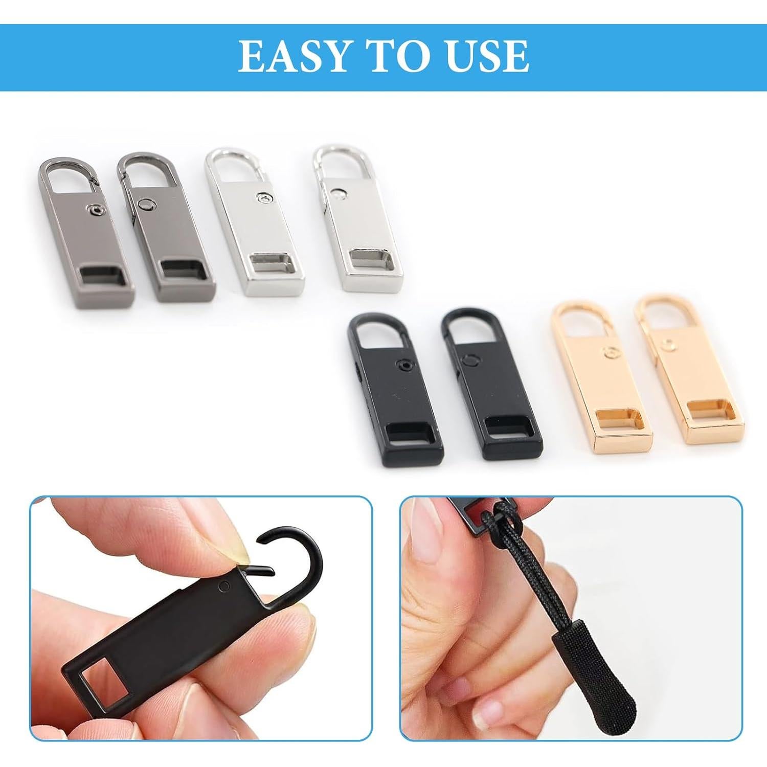 8 Tiradores de Cremallera Reemplazo Panthra con 100 Cuerdas