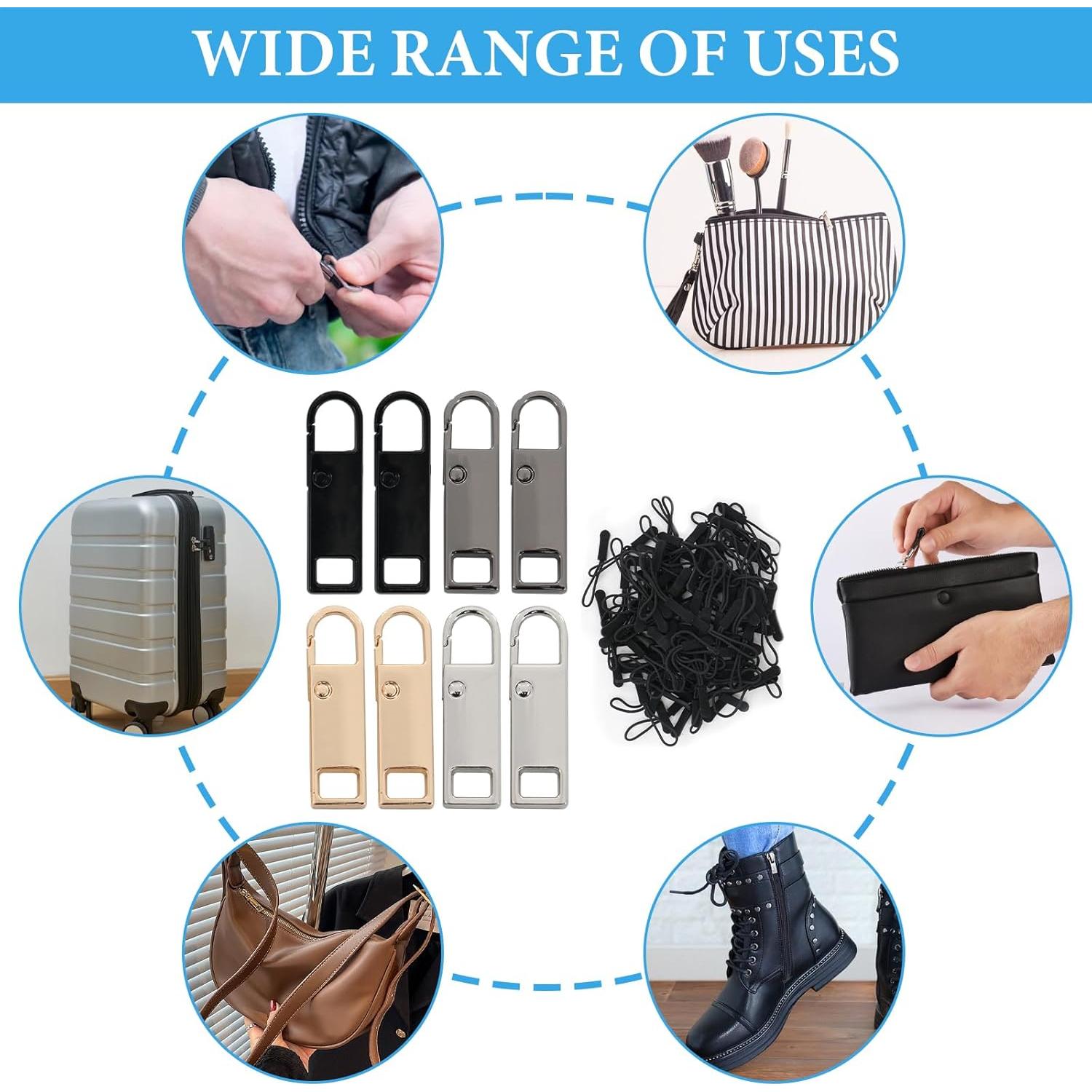 8 Tiradores de Cremallera Reemplazo Panthra con 100 Cuerdas