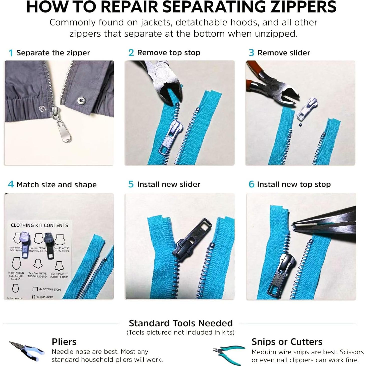 Kit de Reparación de Cremalleras Universal Rabihike - 6 Piezas