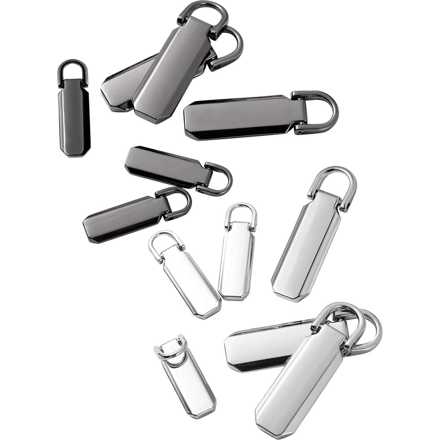 12 Tiradores de Cremallera Reemplazo EXCEART 2 Tamaños Zinc