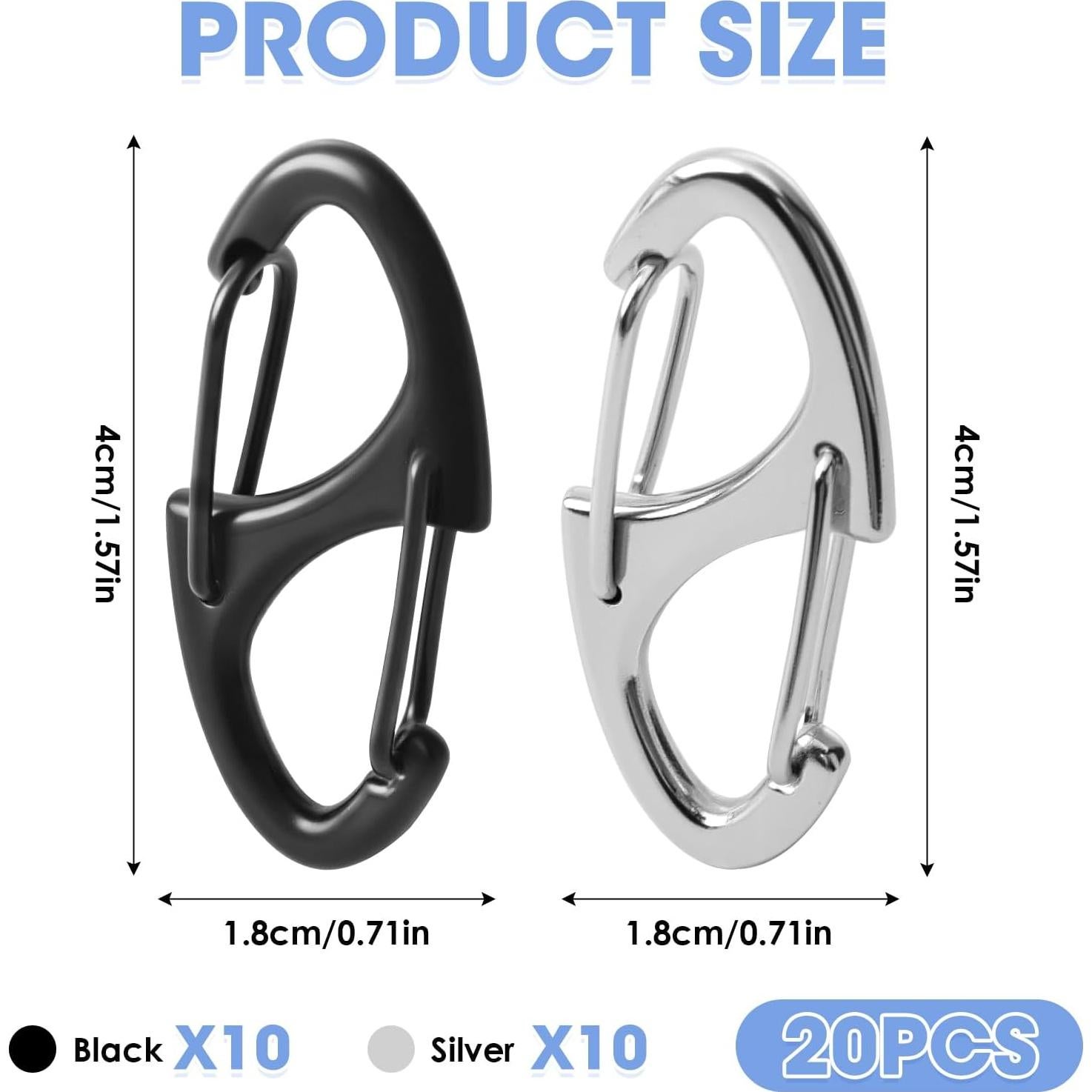 Clips de Cremallera Antirrobo MILAKE 20 Pcs Doble Apertura