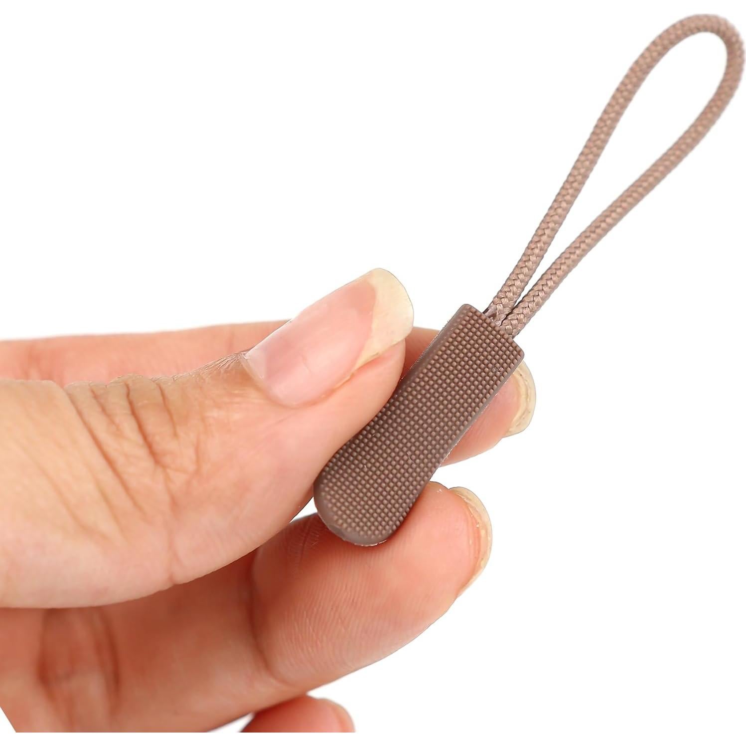 10 Tiradores de Cremallera Beige Badong - Cuerda de Nylon 65mm