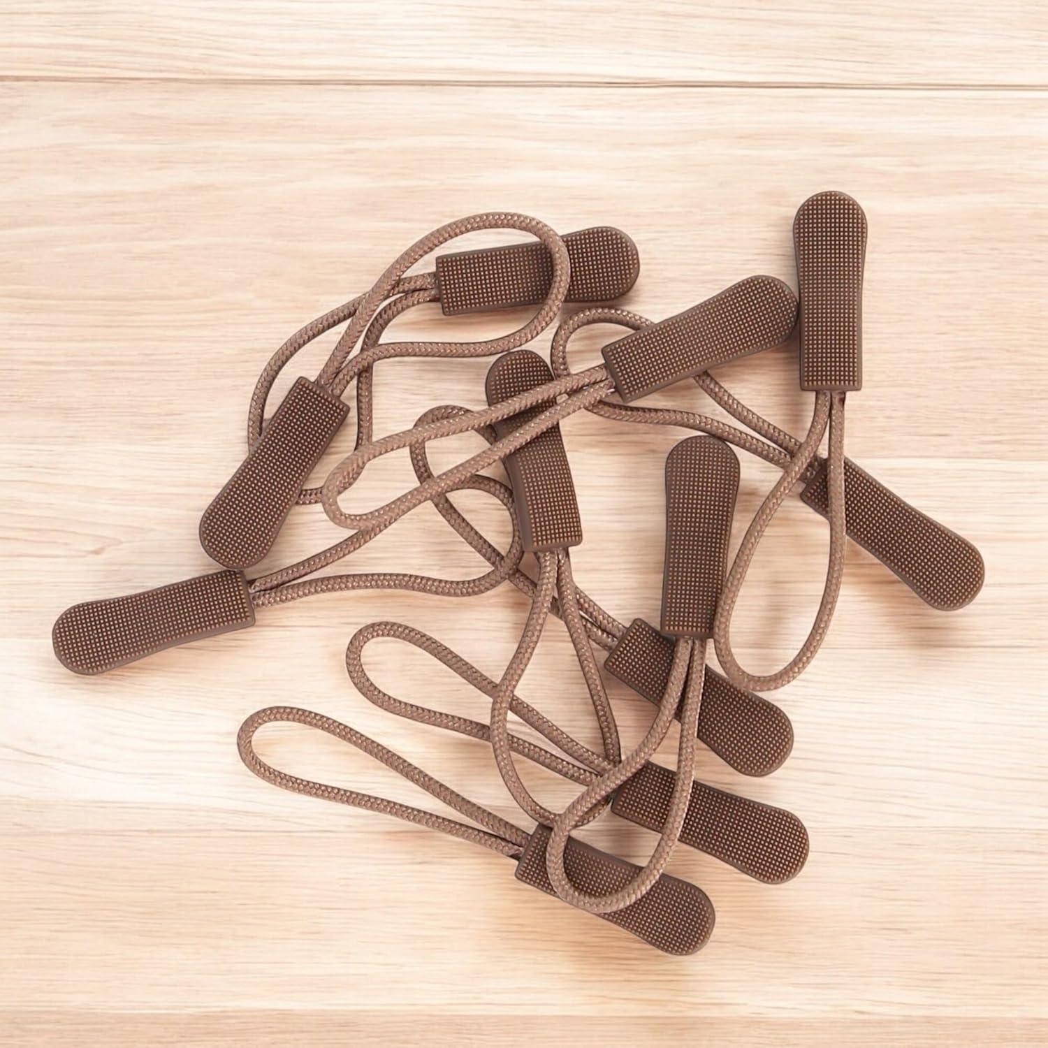 10 Tiradores de Cremallera Beige Badong - Cuerda de Nylon 65mm