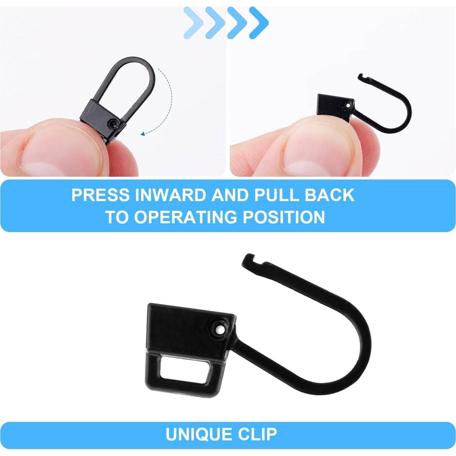 Kit de 4 Tiradores de Cremallera Desmontables Gosknor - Metal Negro