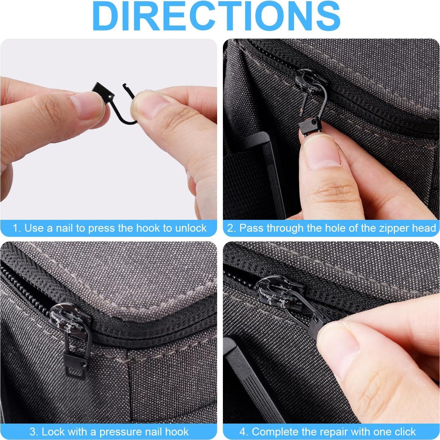 Kit de 4 Tiradores de Cremallera Desmontables Gosknor - Metal Negro