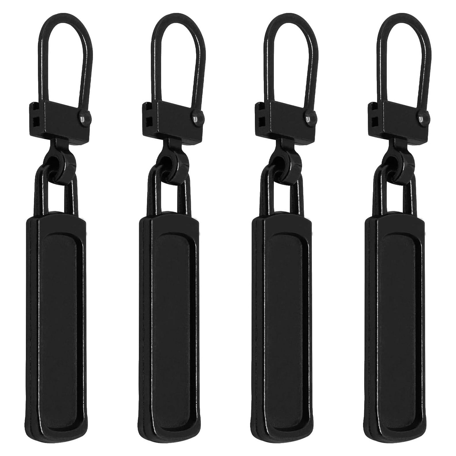 4 Tiradores de Cremallera Negros Qintreesify - Reemplazo Desmontable