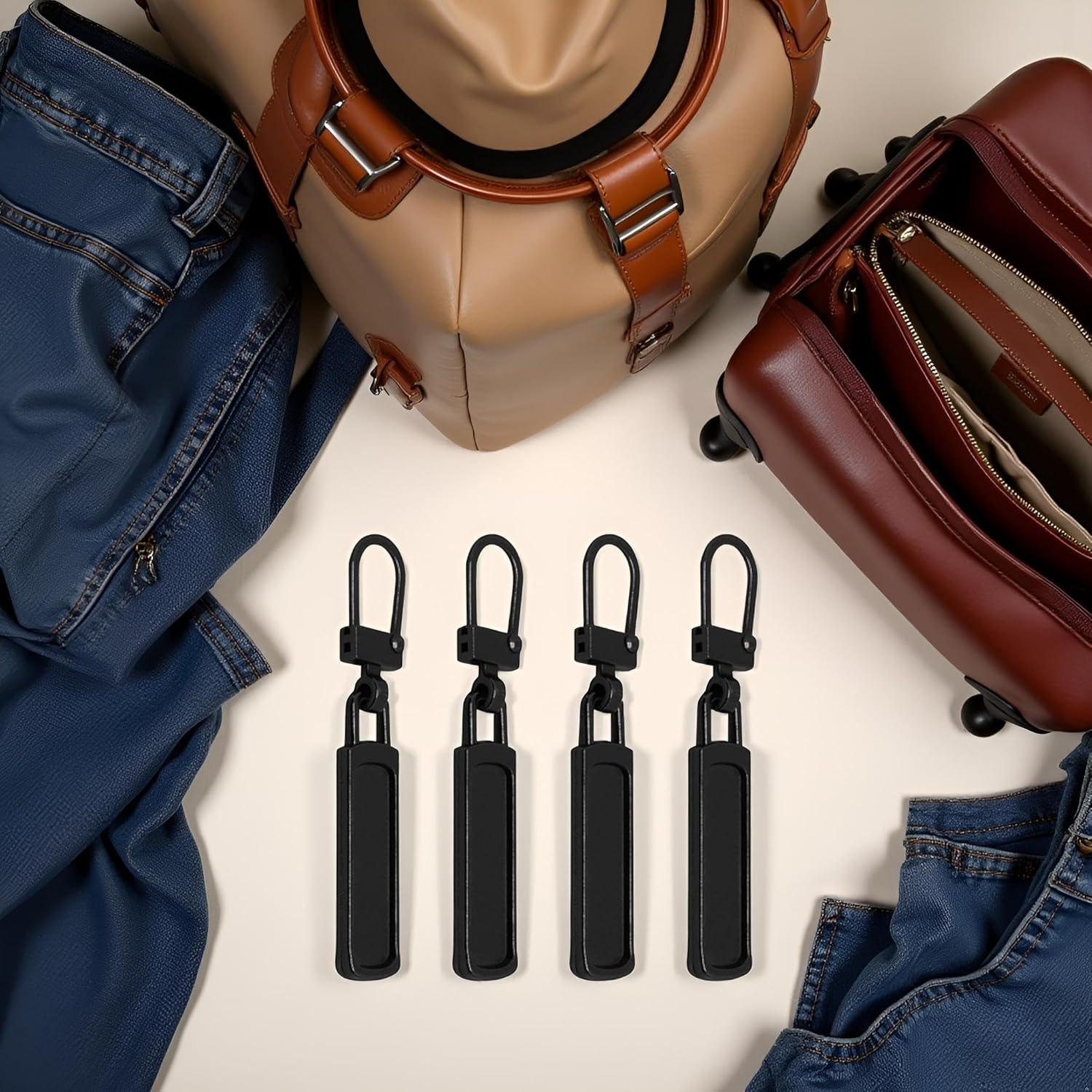 4 Tiradores de Cremallera Negros Qintreesify - Reemplazo Desmontable