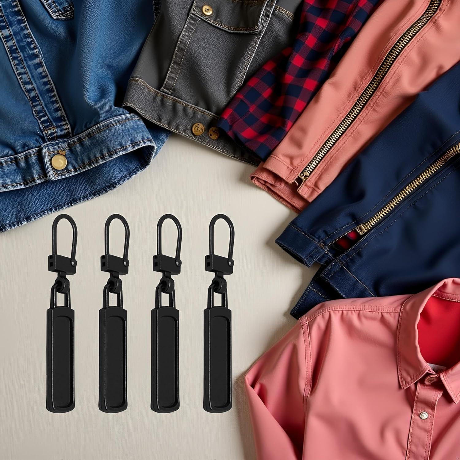 4 Tiradores de Cremallera Negros Qintreesify - Reemplazo Desmontable