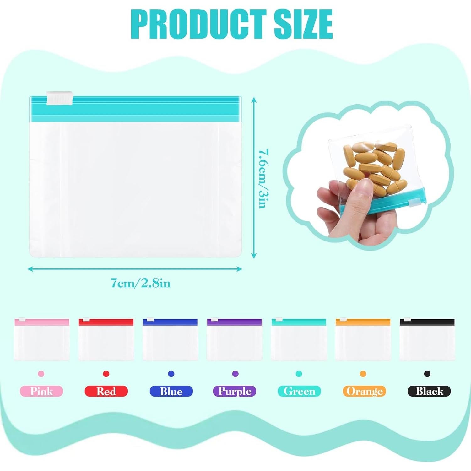 24 Bolsas de Píldoras WER78 con Bloqueo Deslizante - Organizador de Viaje