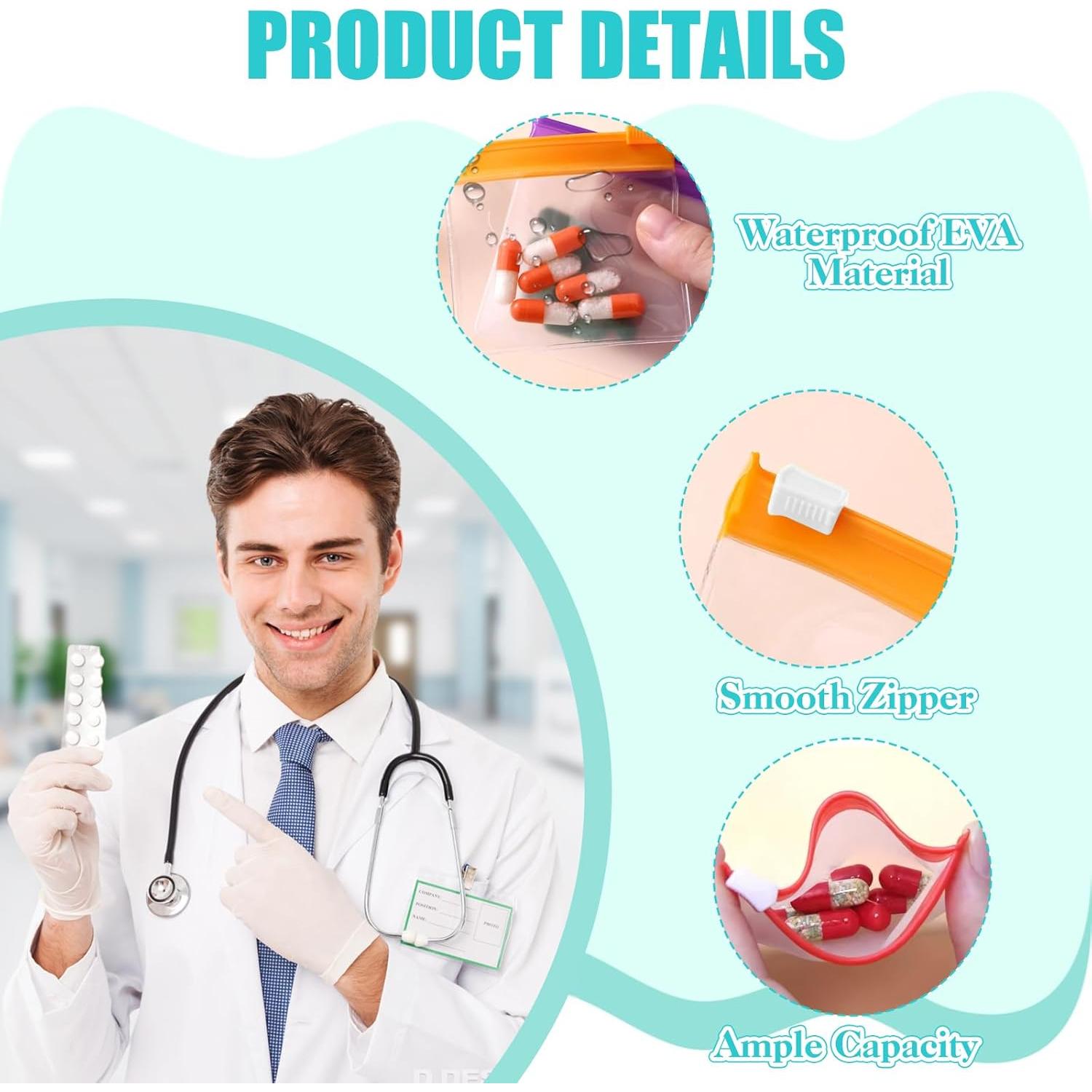 24 Bolsas de Píldoras WER78 con Bloqueo Deslizante - Organizador de Viaje