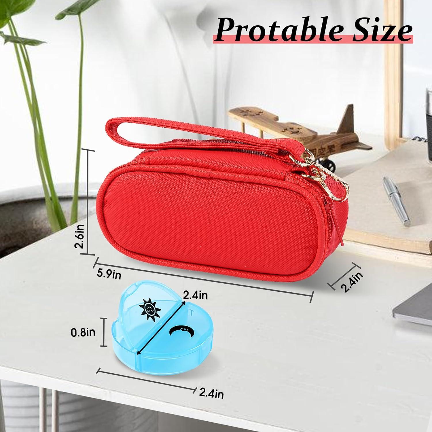 Organizador Semanal de Pastillas Xinjin Rojo 7 Días 2 Compartimentos