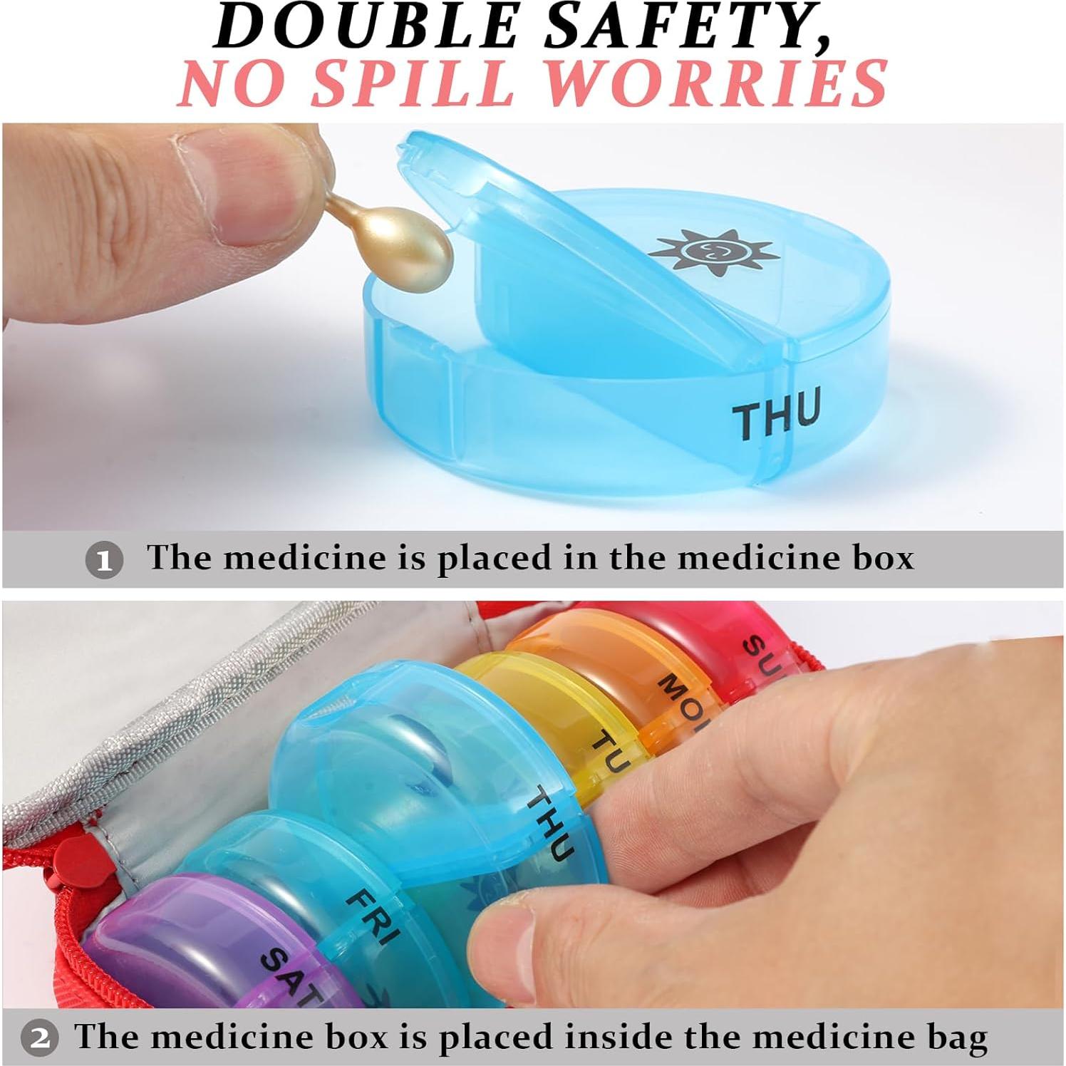 Organizador Semanal de Pastillas Xinjin Rojo 7 Días 2 Compartimentos