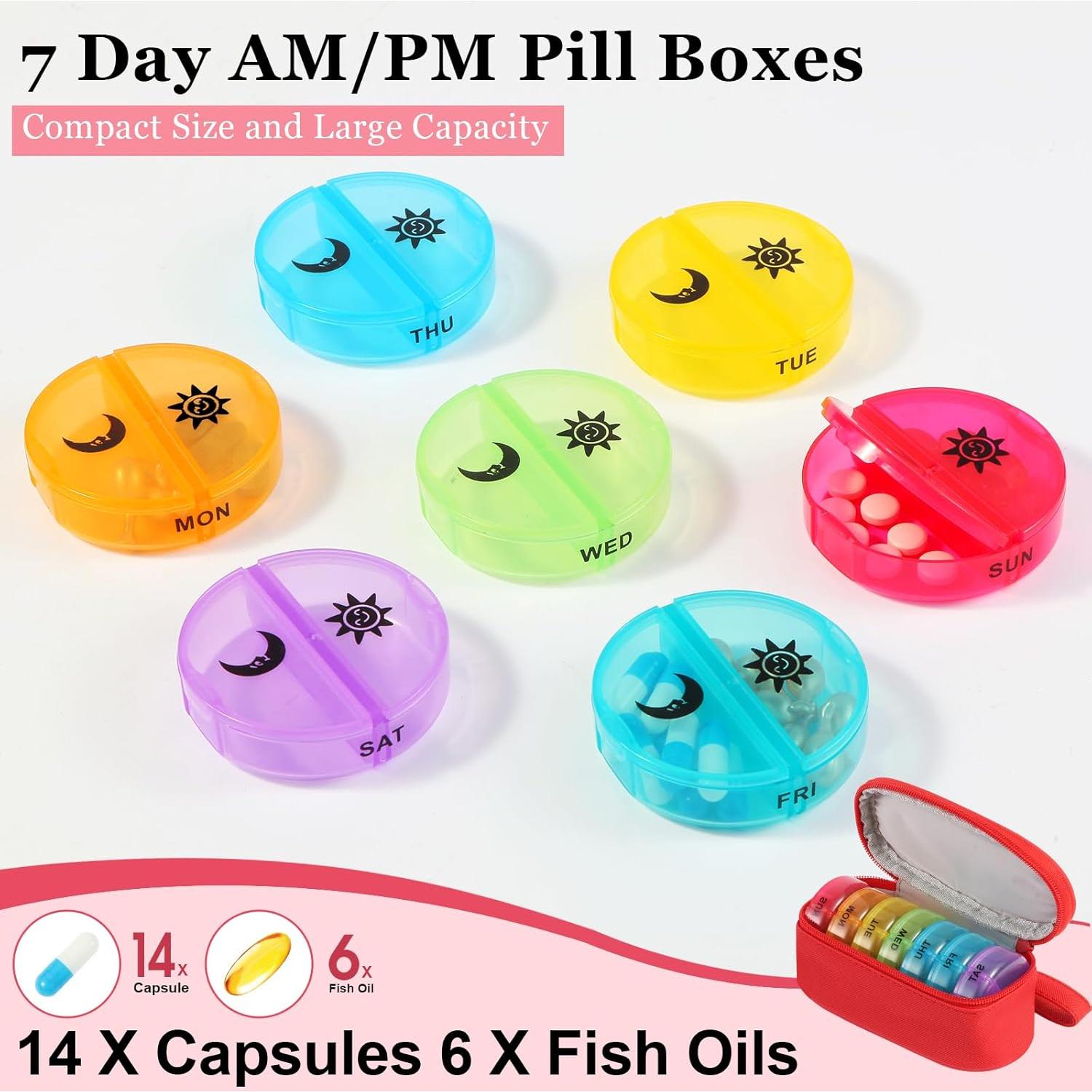 Organizador Semanal de Pastillas Xinjin Rojo 7 Días 2 Compartimentos