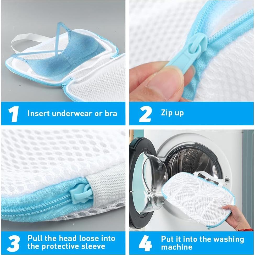 4 Bolsas de Lavado de Sujetadores LOQJSS - Malla Fina 34.5x20cm