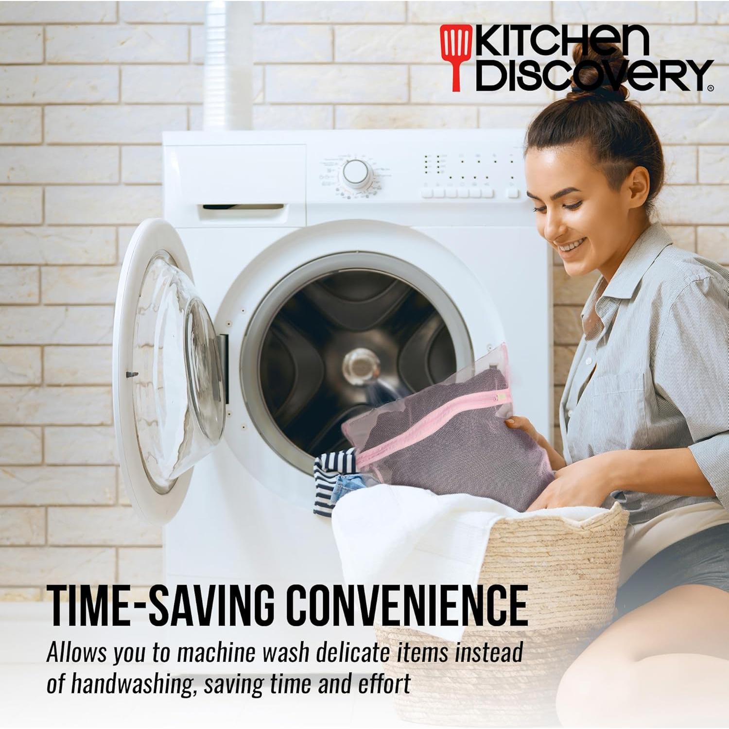 Juego de 3 Bolsas de Lavandería de Malla Kitchen Discovery Rosa