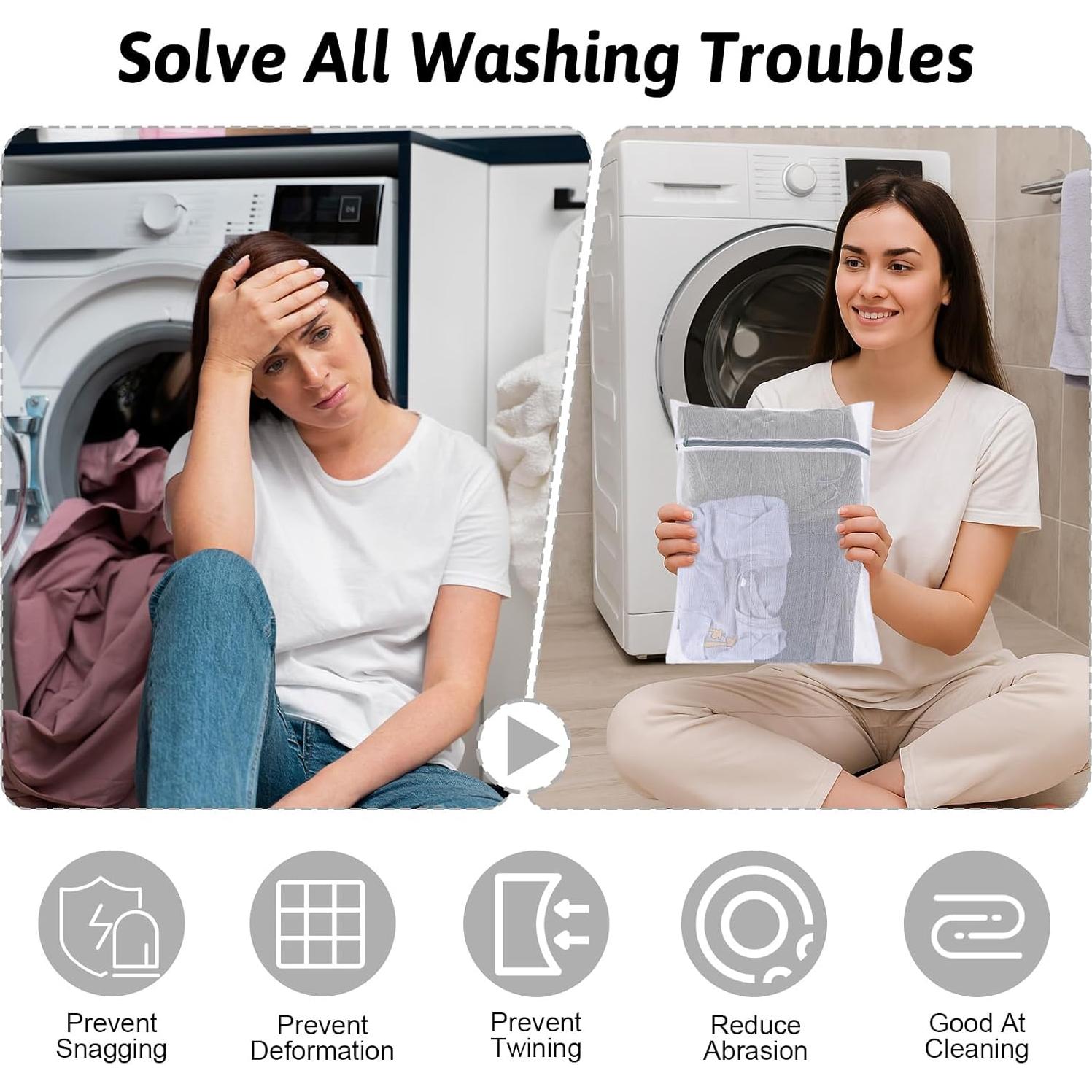 Bolsas de Lavandería Ouligay 4 Pcs Malla 40x30 cm Cremallera