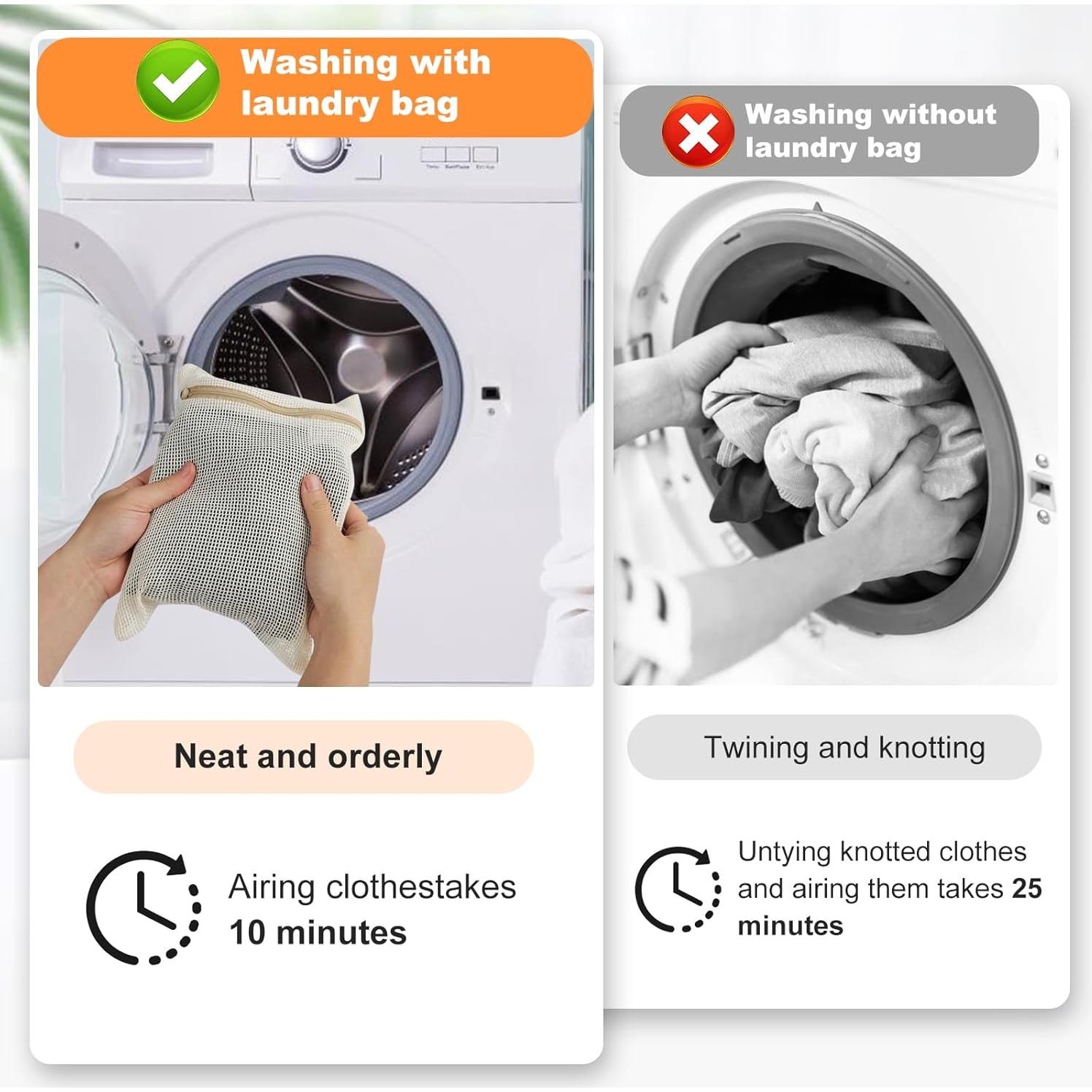 Bolsa de lavandería de malla algodón orgánico NAHADS 4 piezas