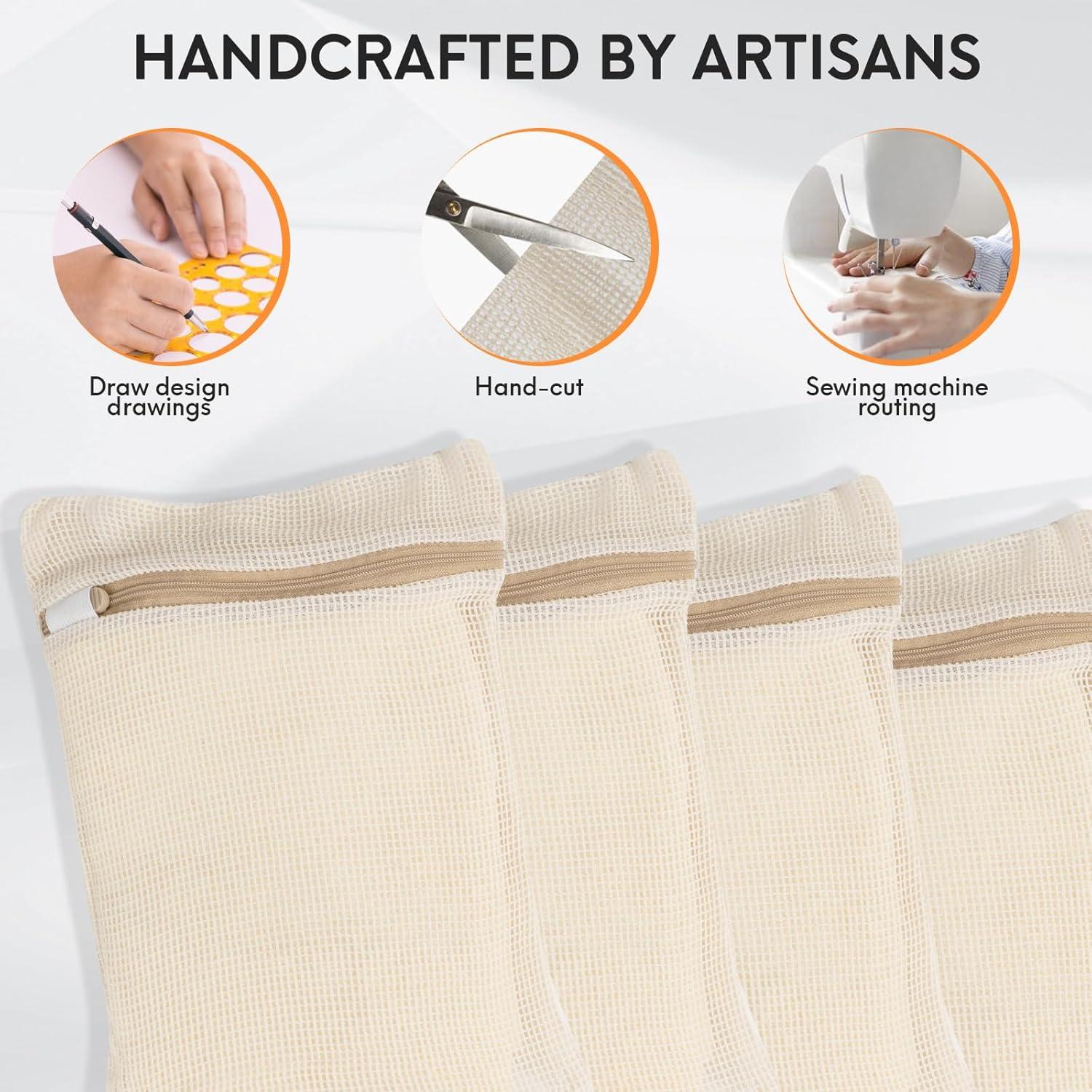 Bolsa de lavandería de malla algodón orgánico NAHADS 4 piezas