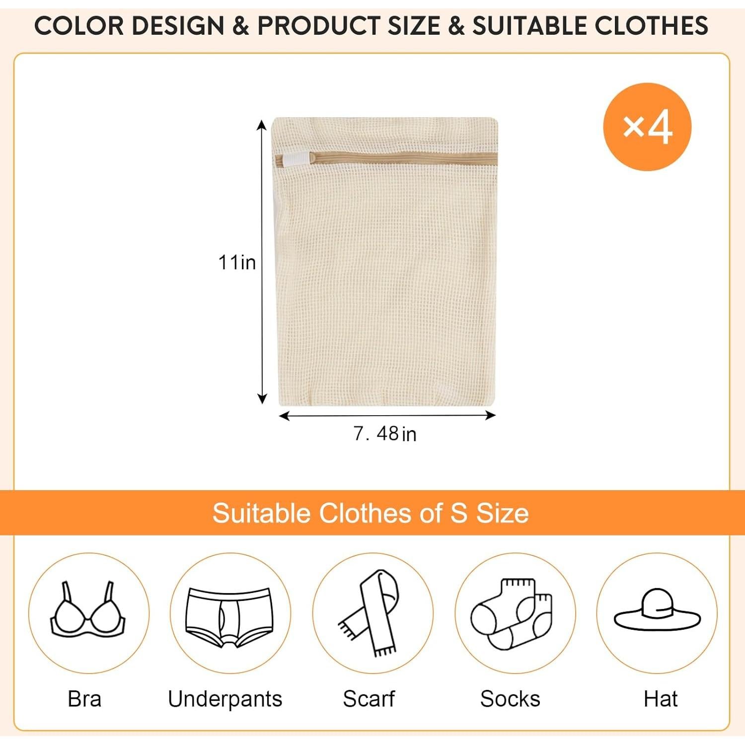 Bolsa de lavandería de malla algodón orgánico NAHADS 4 piezas